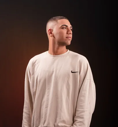 Model in a long sleeve top